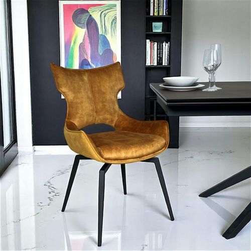 Chaise Pivotante Dorée Bi-matière, Dossier En T (lot De 2) Lombardie