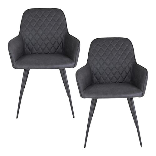 Fauteuil De Table Gris Foncé Vintage (lot De 2) Savone