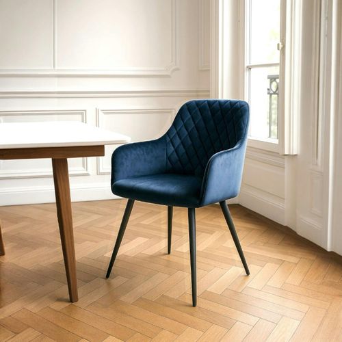 Fauteuil De Table En Velours Bleu Nuit (lot De 2) Savone