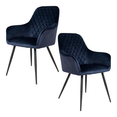 Fauteuil De Table En Velours Bleu Nuit (lot De 2) Savone