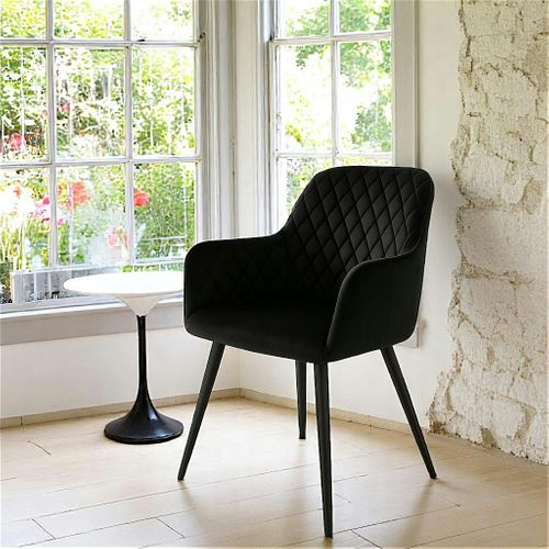 Fauteuil De Table En Velours Noir (lot De 2) Savone