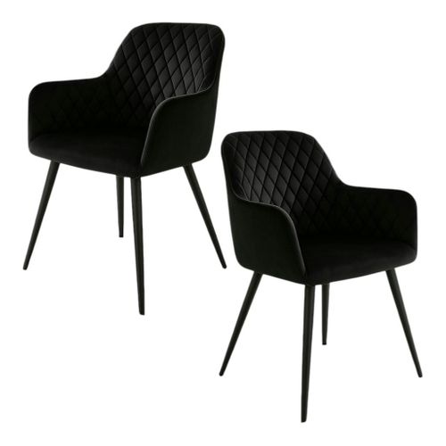 Fauteuil De Table En Velours Noir (lot De 2) Savone