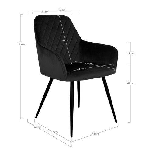 Fauteuil De Table En Velours Noir (lot De 2) Savone