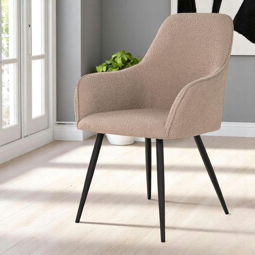 Fauteuil De Table En Bouclette Beige (lot De 2) Savone
