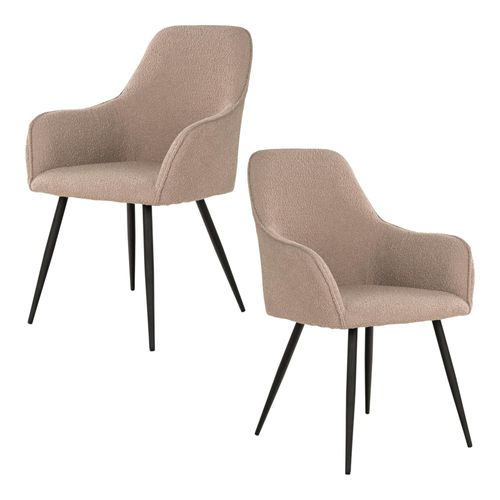 Fauteuil De Table En Bouclette Beige (lot De 2) Savone