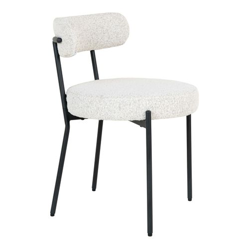 Chaise Blanche Ronde En Tissu Bouclette (lot De 2) Savone
