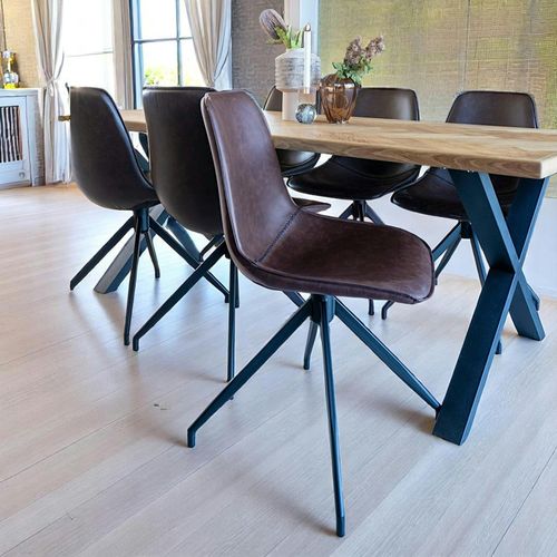 Chaise Pivotante Marron Foncé Avec Couture (lot De 2) Amsterdam