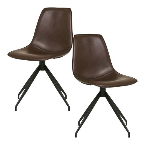Chaise Pivotante Marron Foncé Avec Couture (lot De 2) Amsterdam