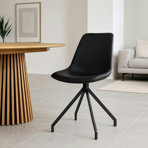 Chaise Pivotante Noire Avec Couture (lot De 2) Amsterdam