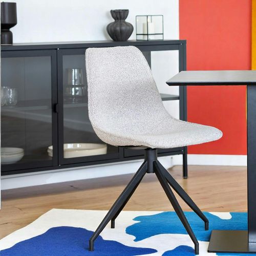 Chaise Pivotante En Bouclette Blanc Sable (lot De 2) Amsterdam