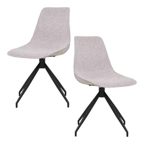 Chaise Pivotante En Bouclette Blanc Sable (lot De 2) Amsterdam