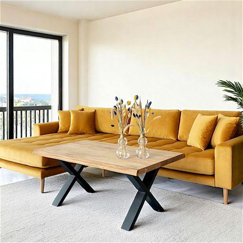 Table Basse En Bois De Chêne Blond Avec Bordures Naturelles Savone