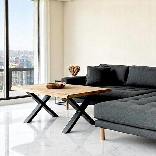 Table Basse En Bois De Chêne Blond Avec Bordures Naturelles Savone