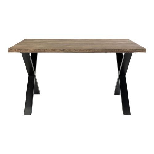 Table à Rallonge En Bois De Chêne Fumé Avec Bordures Naturelles 140 Cm Savone