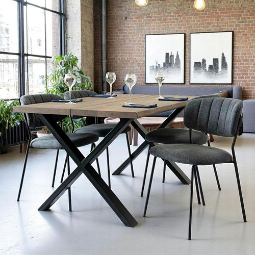 Table à Rallonge En Bois De Chêne Fumé Avec Bordures Naturelles 140 Cm Savone