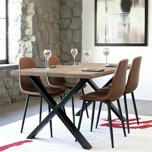 Table à Rallonge En Bois De Chêne Fumé Avec Bordures Naturelles 140 Cm Savone