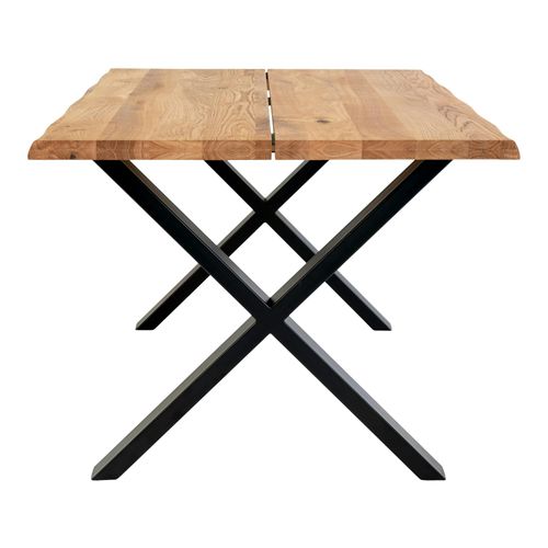Table à Rallonge En Bois De Chêne Clair Avec Bordures Naturelles 140 Cm Savone