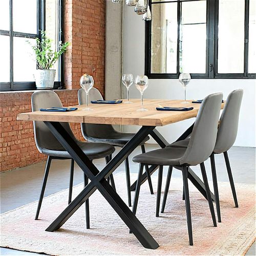 Table à Rallonge En Bois De Chêne Clair Avec Bordures Naturelles 140 Cm Savone