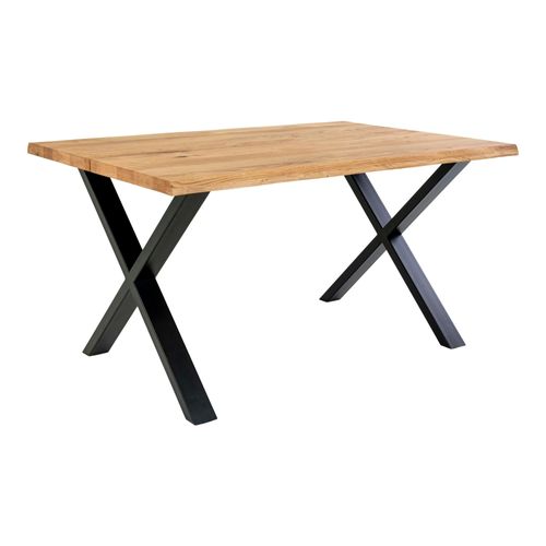 Table à Rallonge En Bois De Chêne Clair Avec Bordures Naturelles 140 Cm Savone