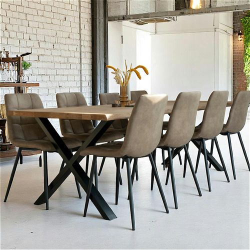 Table à Rallonge En Bois De Chêne Clair Avec Bordures Naturelles 300 Cm Savone