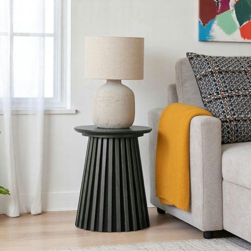 Bout De Canapé Rond En Chêne Noir Avec Piètement Baguette Ø40 Cm Amsterdam