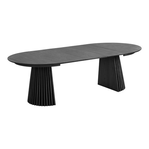 Table Ronde Extensible En Chêne Noir Pied Baguette (3 Rallonges Incluses) Amsterdam