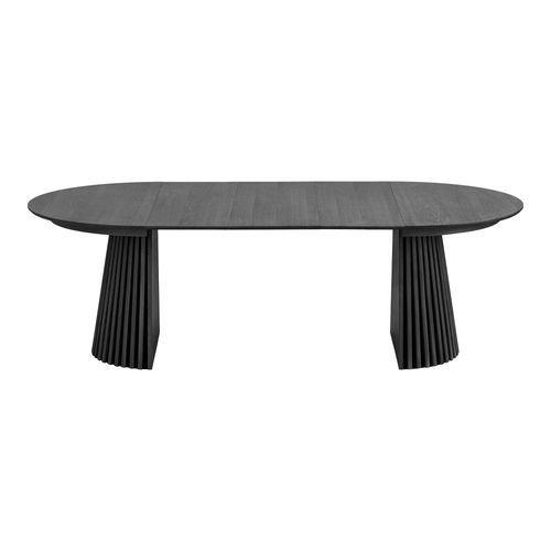 Table Ronde Extensible En Chêne Noir Pied Baguette (3 Rallonges Incluses) Amsterdam