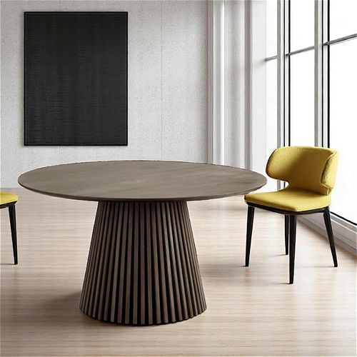 Table Ronde En Chêne Brun Avec Piètement Baguette Ø140 Cm Amsterdam