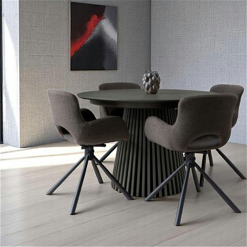 Table Ronde En Chêne Noir Avec Piètement Baguette Ø140 Cm Amsterdam
