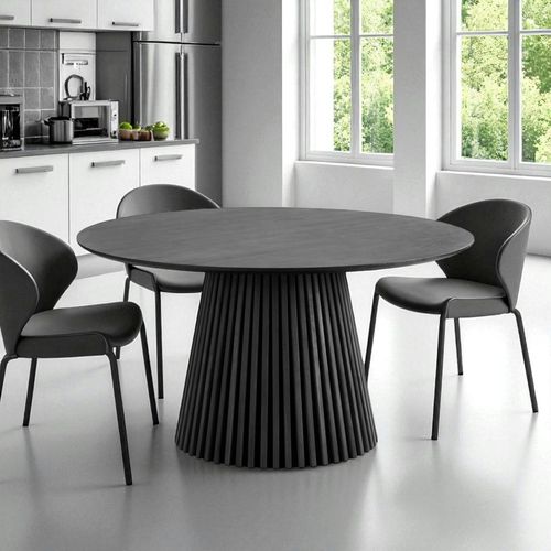 Table Ronde En Chêne Noir Avec Piètement Baguette Ø120 Cm Amsterdam