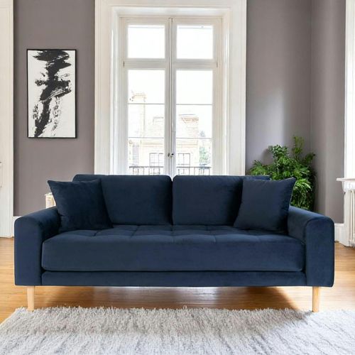 Canapé 2 Places 1/2 Bleu Nuit - Velours, Amsterdam