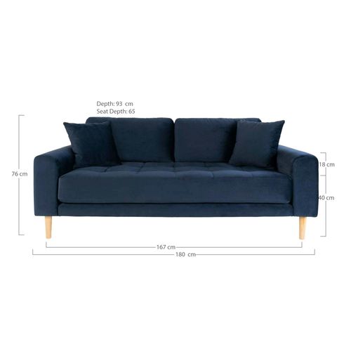 Canapé 2 Places 1/2 Bleu Nuit - Velours, Amsterdam