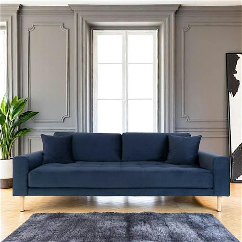 Canapé 3 Places Bleu Nuit - Velours, Amsterdam