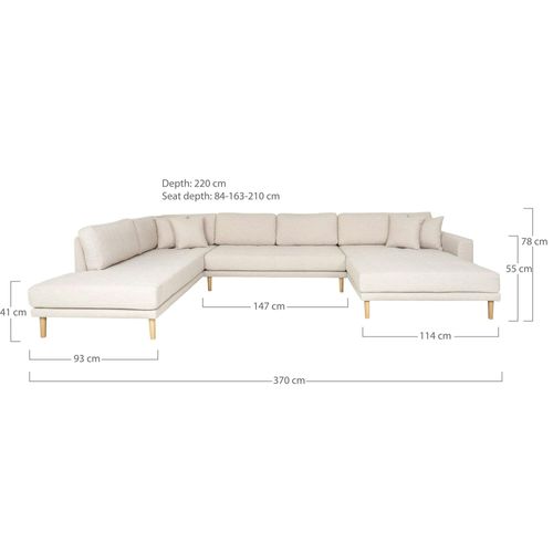 Canapé Panoramique Beige Sable - Côté Droit, 370 Cm Amsterdam