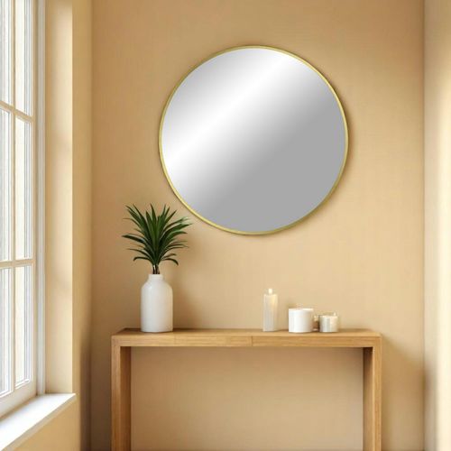 Miroir Rond Avec Cadre En Aluminium Doré Ø80 Cm Seoul