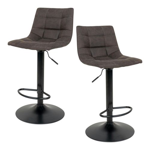Tabouret De Bar Réglable En Hauteur, Gris Foncé (lot De 2) Savone