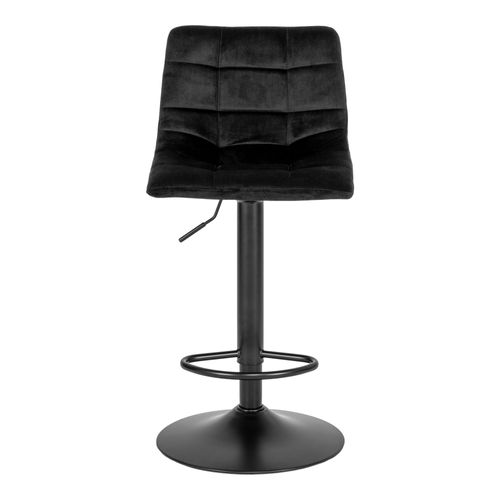 Tabouret De Bar Noir Velours, Réglable En Hauteur Et Pivotant (lot De 2) Savone