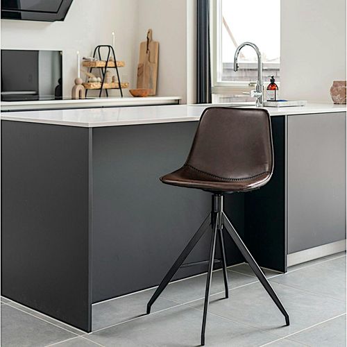 Tabouret De Bar Marron Avec Couture (lot De 2) Amsterdam