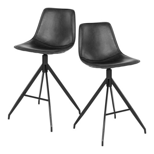 Tabouret De Bar Noir Avec Couture (lot De 2) Amsterdam