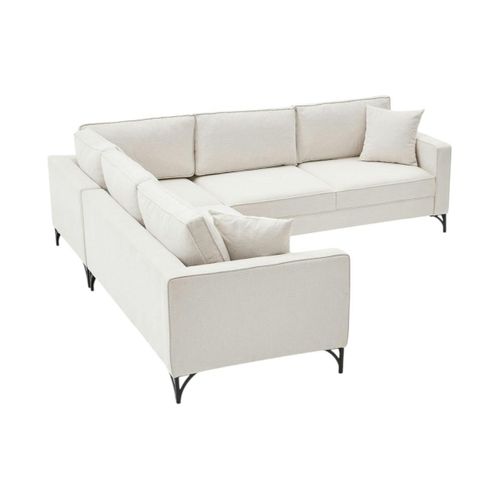 Canapé D'angle Blanc Crème, Pieds Métal Noir Berlin