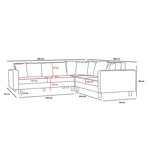 Canapé D'angle Blanc Crème, Pieds Métal Noir Berlin