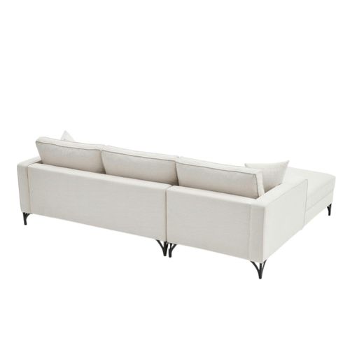 Canapé D'angle Blanc Crème, Pieds Noirs (côté Gauche) Neolia