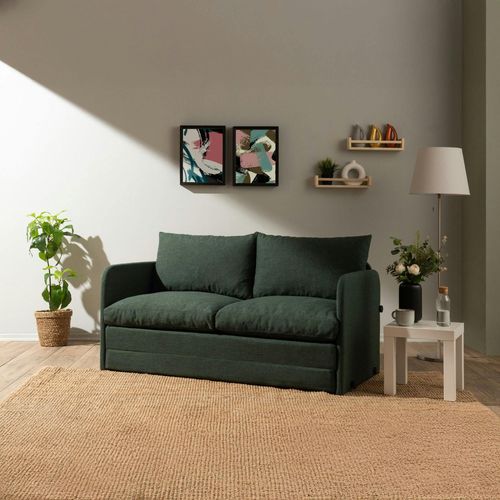Canapé-lit En Lin Vert Foncé, 2 Personnes 140 Cm Oruro