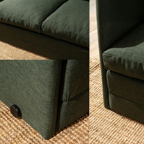 Canapé-lit En Lin Vert Foncé, 2 Personnes 140 Cm Oruro