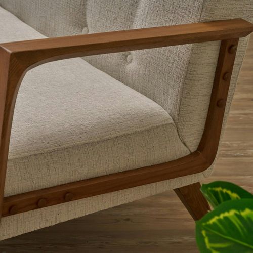 Canapé 2 Places Compact Blanc Chiné Moderne 124 Cm Kos