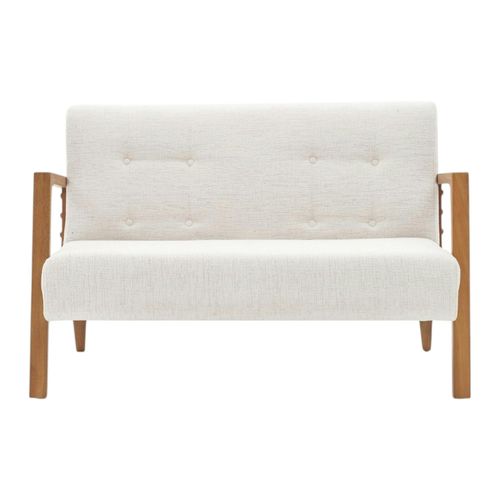 Canapé 2 Places Compact Blanc Chiné Moderne 124 Cm Kos