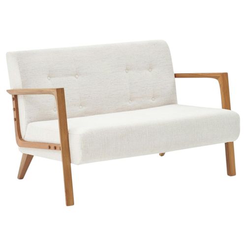 Canapé 2 Places Compact Blanc Chiné Moderne 124 Cm Kos