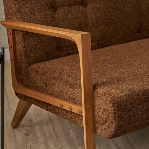 Canapé 2 Places Compact Marron Moderne 124 Cm Kos