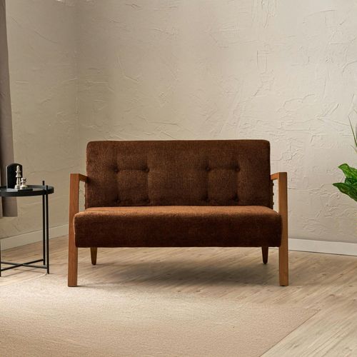 Canapé 2 Places Compact Marron Moderne 124 Cm Kos