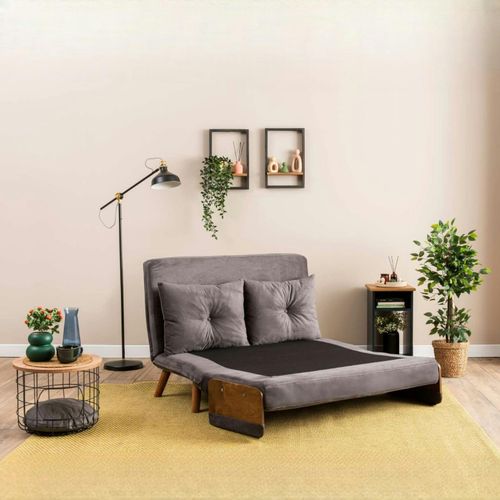Canapé-lit D'appoint En Velours Gris, 2 Places Loja